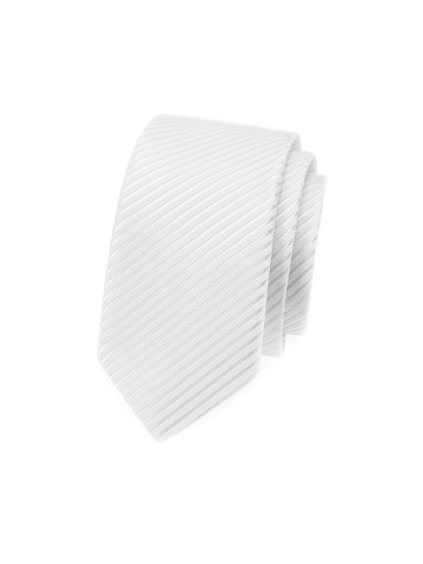 Bílá slim kravata s proužky