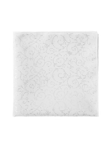 Bílý kapesníček s jemně třpytivým vzorem