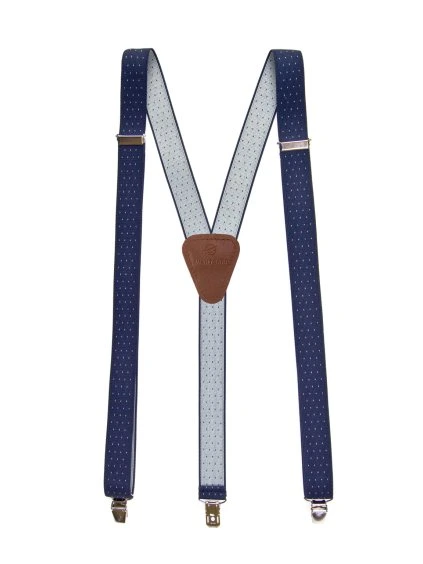 Tmavě modré šle tečkami a s hnědým středem