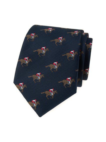 Velmi tmavě modrá kravata se vzorem - Žokej