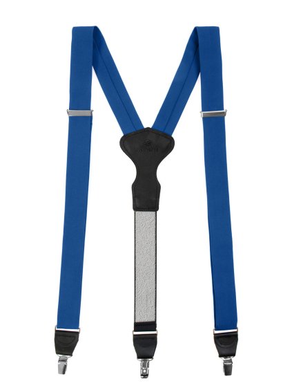 Modré látkové šle s černým středem + krabička