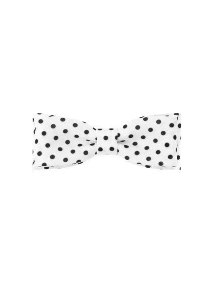 Bílý pánský motýlek s černými puntíky (10 cm)