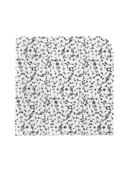 Bílý luxusní kapesníček se vzorem - Noty