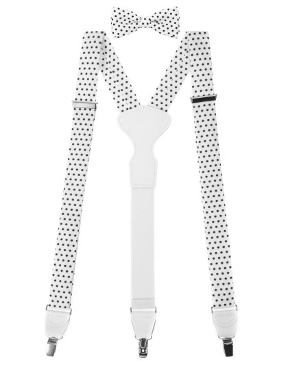 Bílá pánská sada s černými puntíky - bílý střed