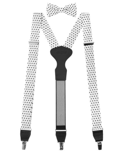 Bílá pánská sada s černými puntíky - černý střed