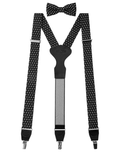 Černá pánská sada s bílými puntíky - černý střed