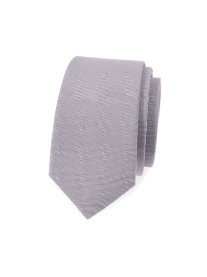 Světle šedá matná luxusní slim kravata