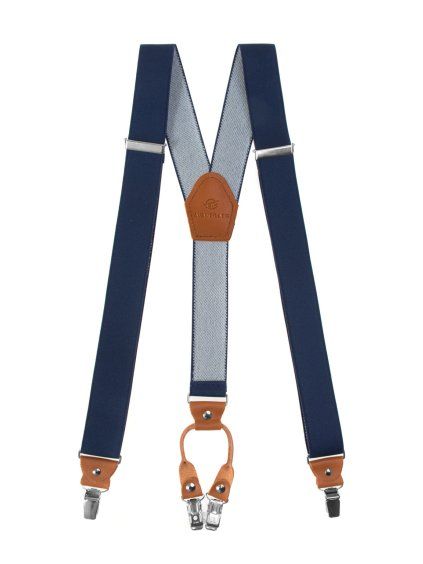 Modré pánské kšandy s hnědým středem