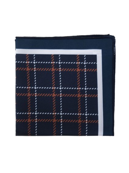 Velmi tmavě modrý kapesníček do saka s mřížkou