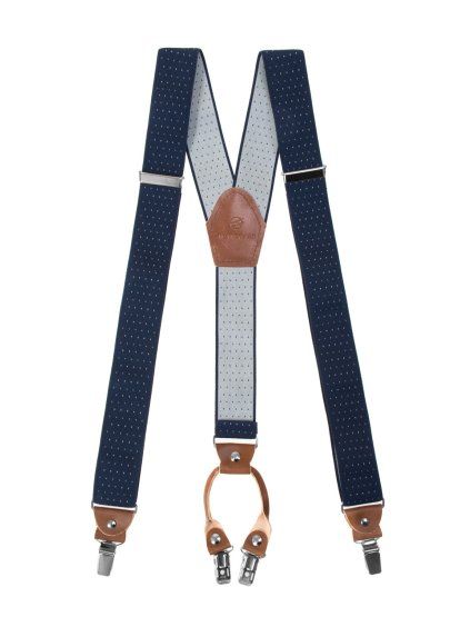 Tmavě modré pánské kšandy s hnědým středem