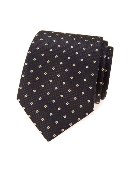Tmavě hnědá kravata s kostičkovaným vzorem