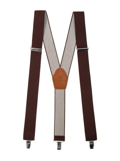 Hnědé pánské kšandy s hnědým středem