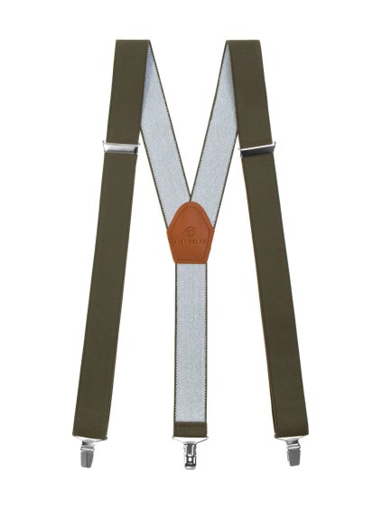 Khaki pánské kšandy s hnědým středem