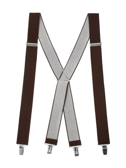 Hnědé pánské kšandy s kovovým středem