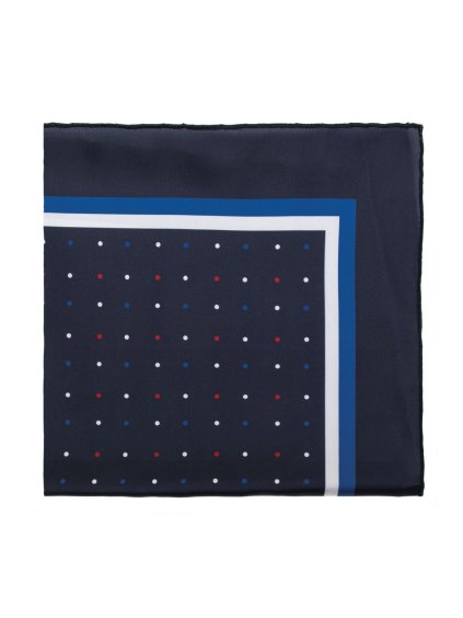 Tmavě modrý šátek s barevnými puntíky