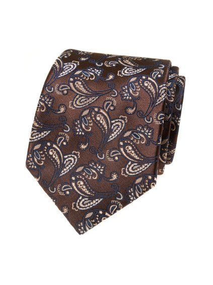Hnědá pánská kravata s výrazným vzorem