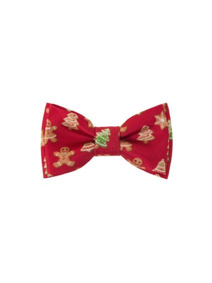 Červený dětský motýlek se vzorem – Vánoční perníček