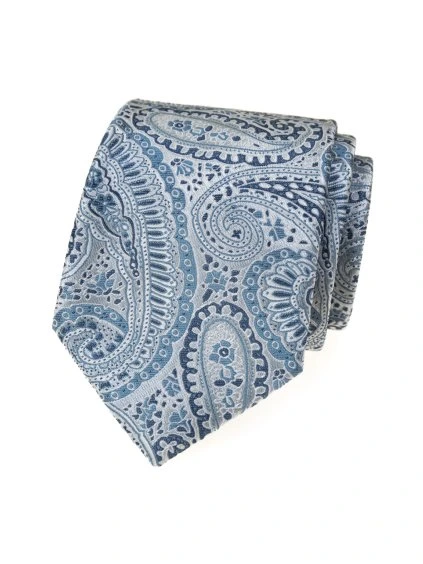 Modro-šedá luxusní pánská kravata se vzorem