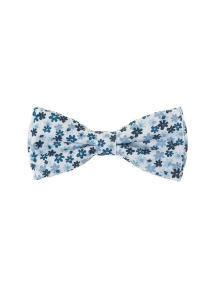 Modrý bavlněný pánský motýlek s květy