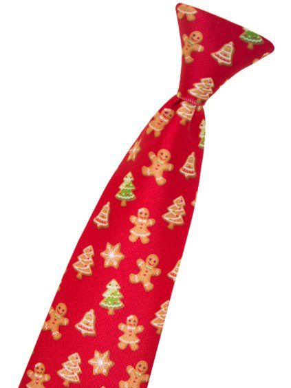 Červená dětská kravata na gumičku – Perníček (44 cm)