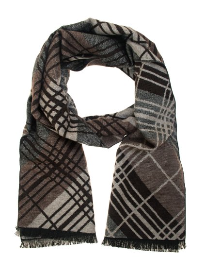 Hnědá pánská šála s károvaným vzorem