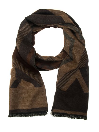 Hnědá pánská šála s tmavým vzorem