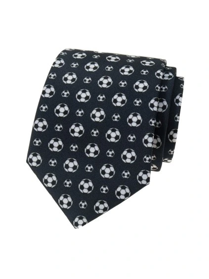 Tmavě modrá luxusní pánská kravata – Fotbal