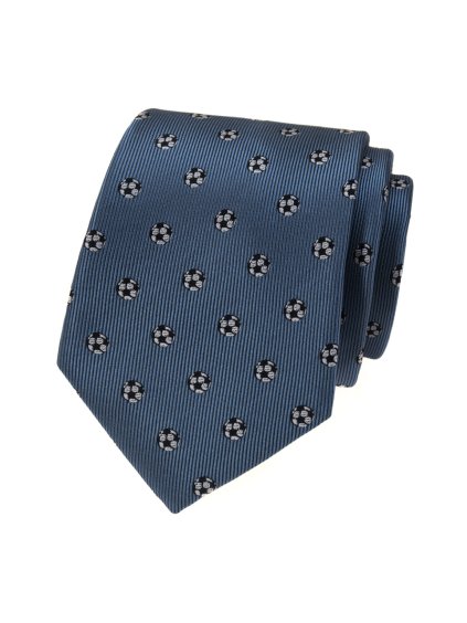 Modrá luxusní pánská kravata – Fotbal