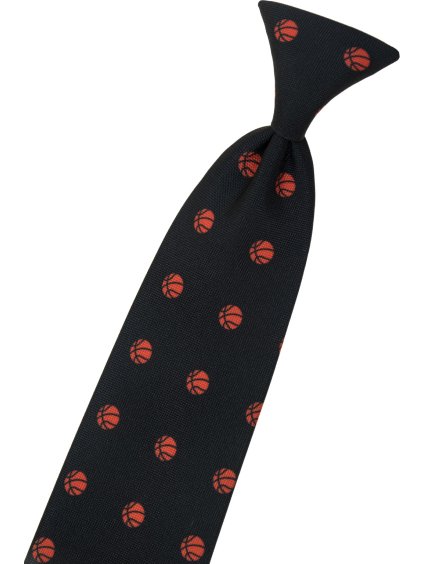 Černá dětská kravata na gumičku – Basketball