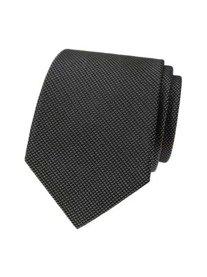 Tmavě šedá hedvábná pánská kravata + krabička