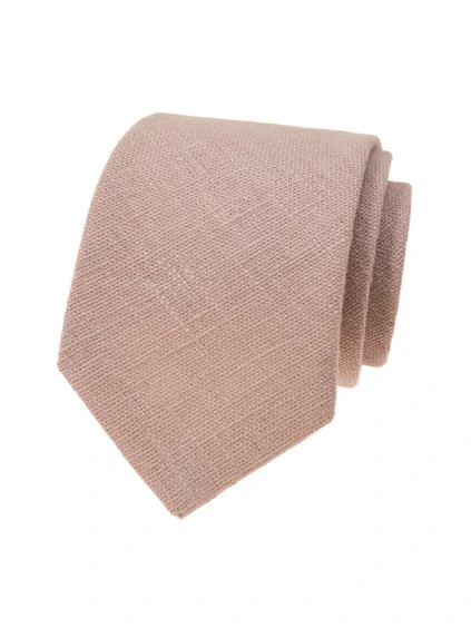 Pudrová lněná pánská kravata