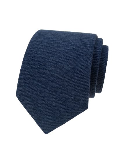 Modrá lněná pánská kravata