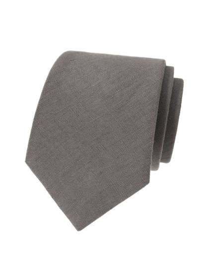 Světle šedá lněná pánská kravata