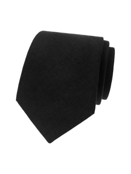 Černá lněná pánská kravata