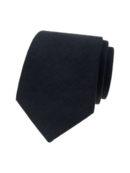 Navy modrá lněná pánská kravata