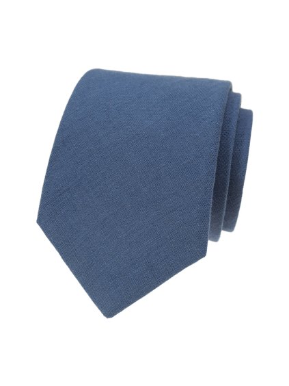 Popelavě modrá lněná pánská kravata