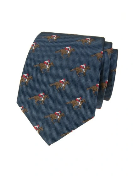 Modrá luxusní pánská kravata – Dostihy