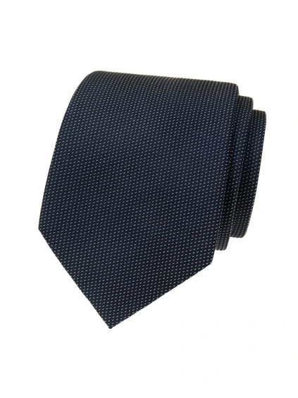Tmavě modrá hedvábná pánská kravata se vzorem + krabička