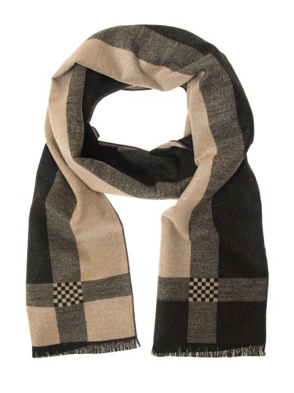 Šedá pánská šála se světle béžovým vzorem