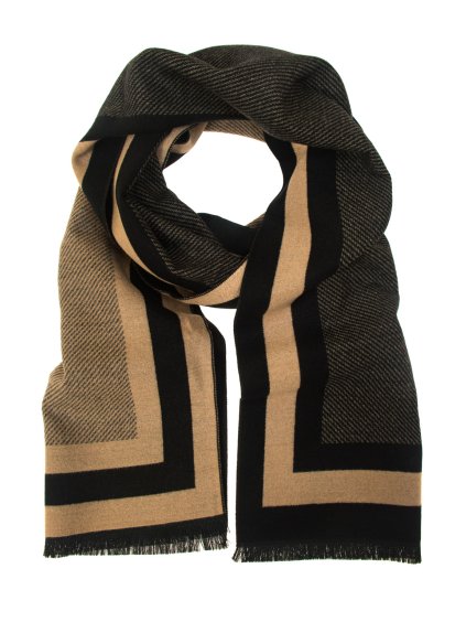 Béžová pánská šála s černými proužky