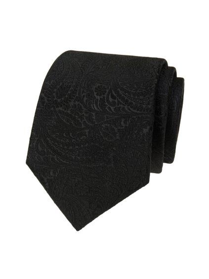 Černá luxusní pánská kravata se vzorem Paisley