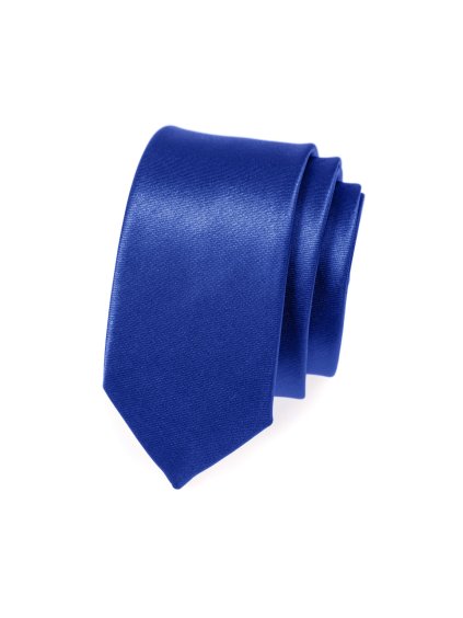Zářivě modrá lesklá slim kravata