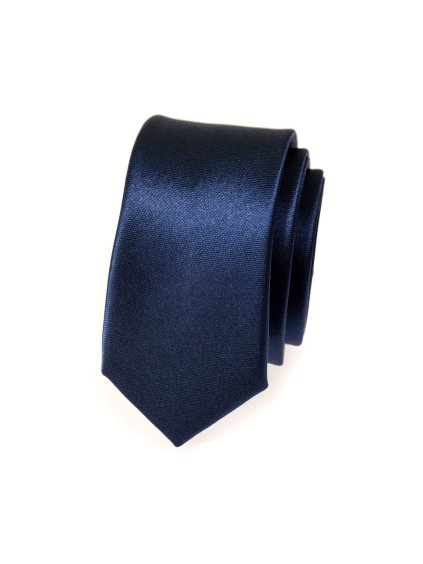 Tmavě modrá lesklá slim kravata
