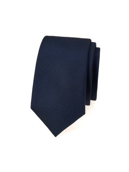 Tmavě modrá slim kravata_