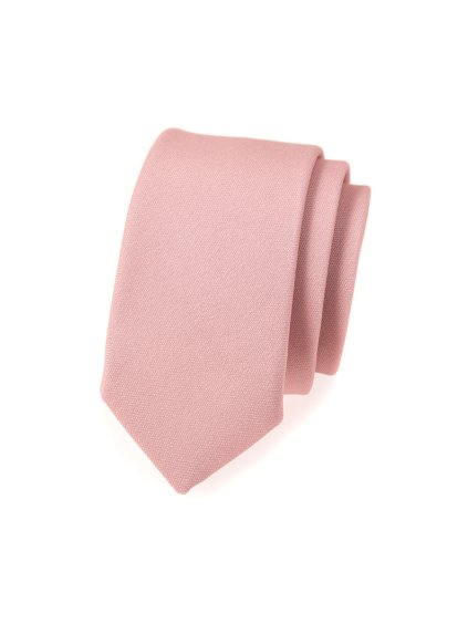 Pudrová slim kravata bez vzoru