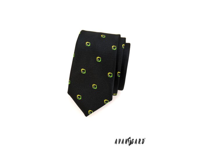 Černá slim kravata s trojrozměrným vzorem