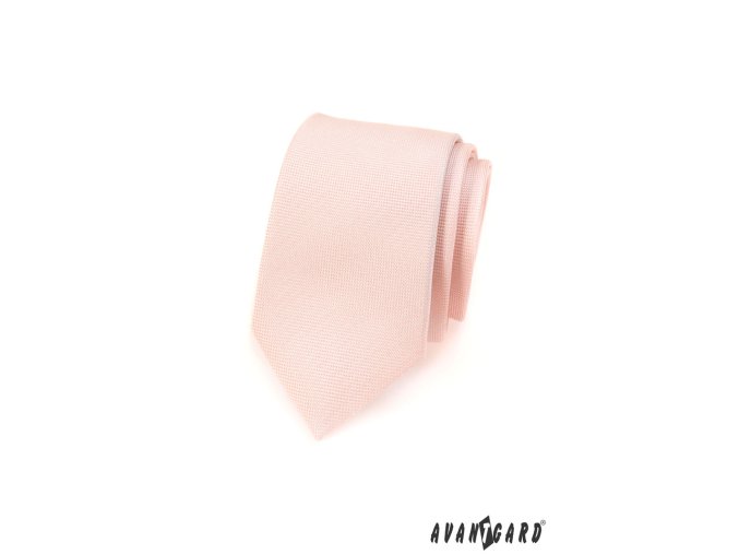 Lososová jednobarevná slim kravata_