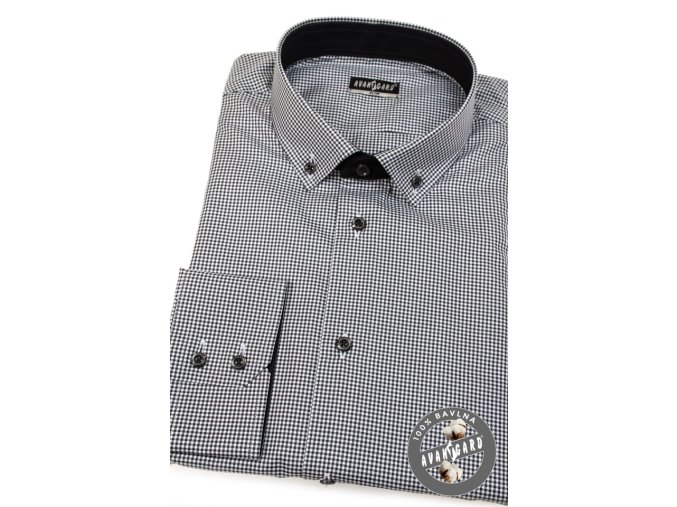 Pánská košile SLIM s dlouhým rukávem 131-2301 Černo-bílá (Barva Černo-bílá, Velikost 43/182, Materiál 100% bavlna)