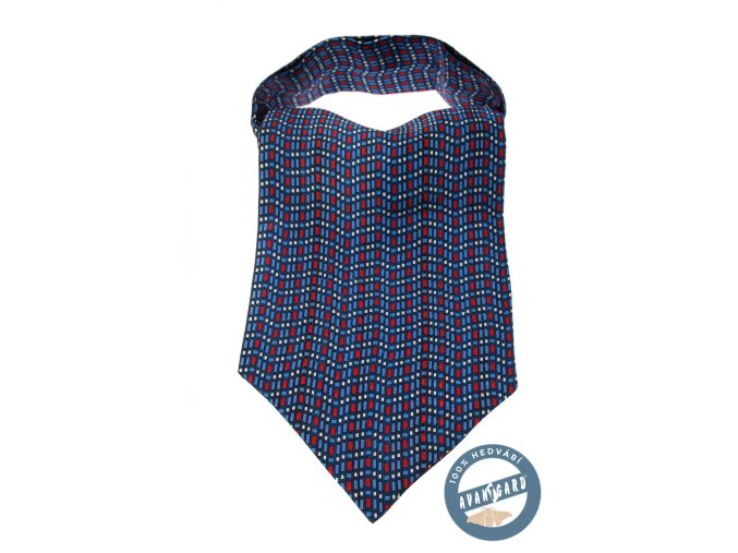 Modrý askot s krémovými čtverečky_