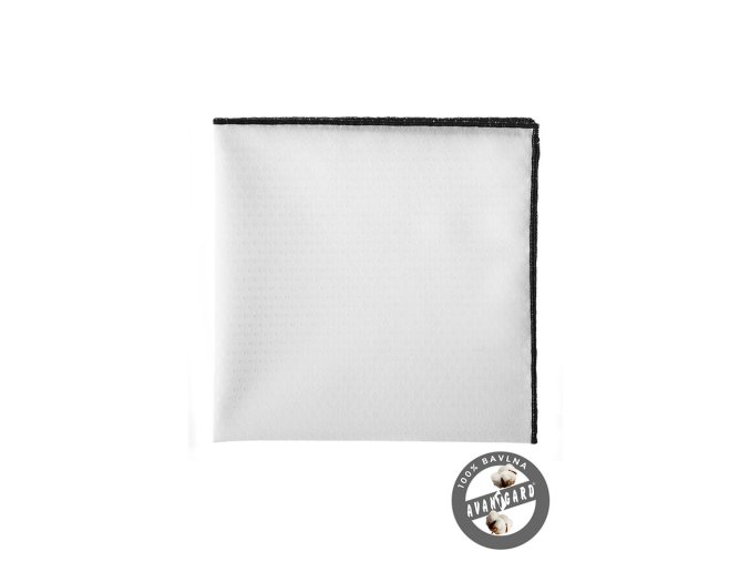 Bílý bavlněný kapesníček s tenkým černým okrajem
